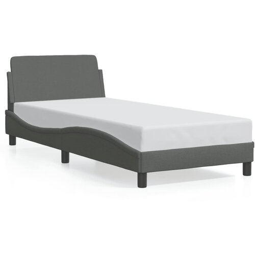  The Living Store Posteljni okvir z vzglavjem temno siv 90x200 cm blago - Posteljni Okvir, (21448858) Slike