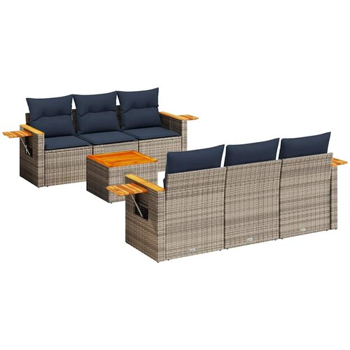  7-dijelni set vrtnih sofa od poliratana s jastucima sivi Slike
