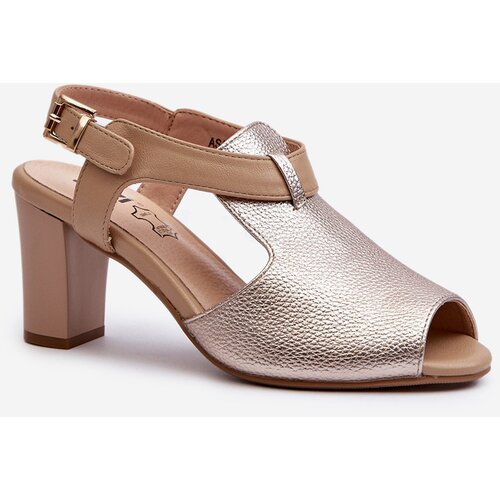 PE2 Women's Sandals with High Heel Made of Eco Leather Gold Queenmarie Cijene