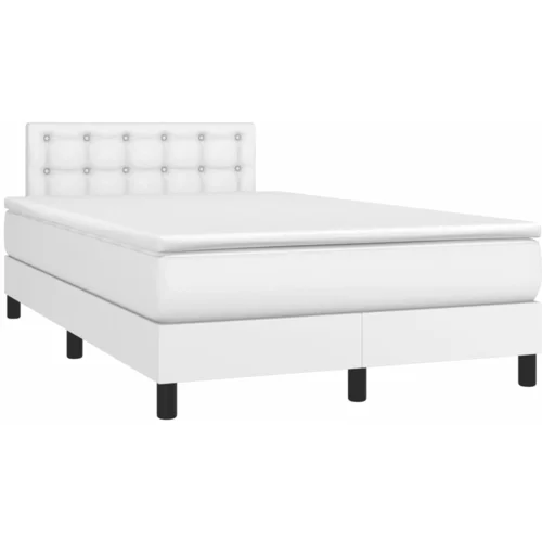 vidaXL Box spring postelja z vzmetnico bel 120x190 cm umetno usnje, (21112108)