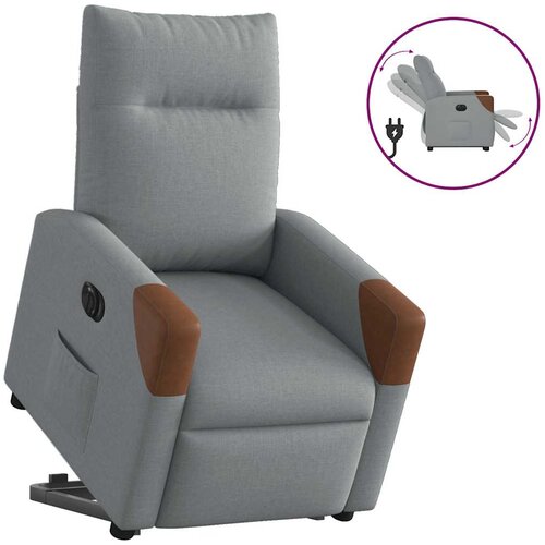 VidaXL Električni naslonjač na podizanje svjetlosivi od tkanine Slike
