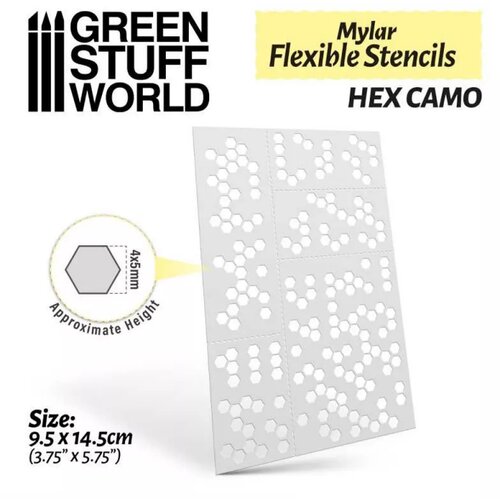 Green Stuff World flexible stencils - hex camo (4x5mm) Slike