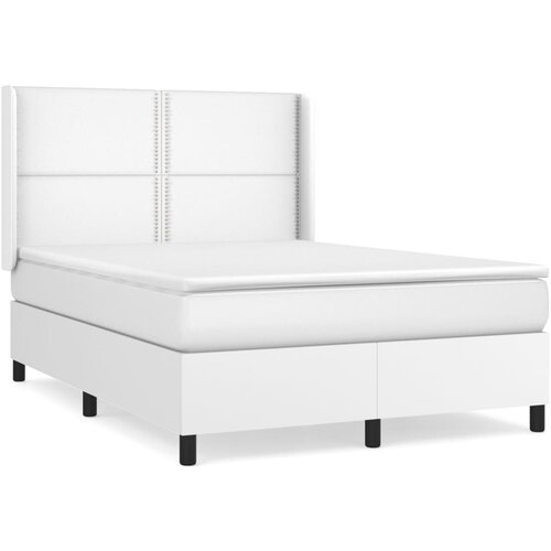 VidaXL Box spring postelja z vzmetnico bel 140x190 cm umetno usnje, (20930348) Slike