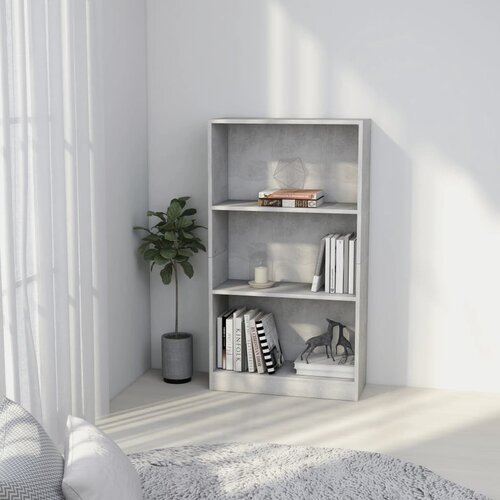 VidaXL Knjižna omara 3-nadstropna betonsko siva 60x24x109 cm, (20622716) Slike