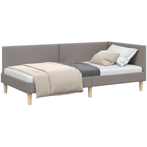  Kutni okvir kreveta s uzglavljem Sivo-smeđa 100 cm x 200 cm Slike
