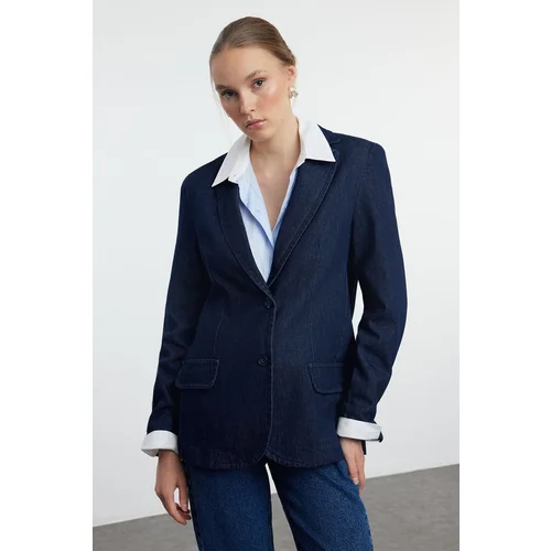 Trendyol Dark Blue Denim Blazer Jacket