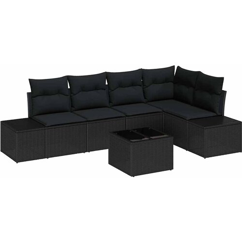  Sjedeća garnitura za vrt 6 kom. Crna poliratan 264 x 154 x 85 cm Slike
