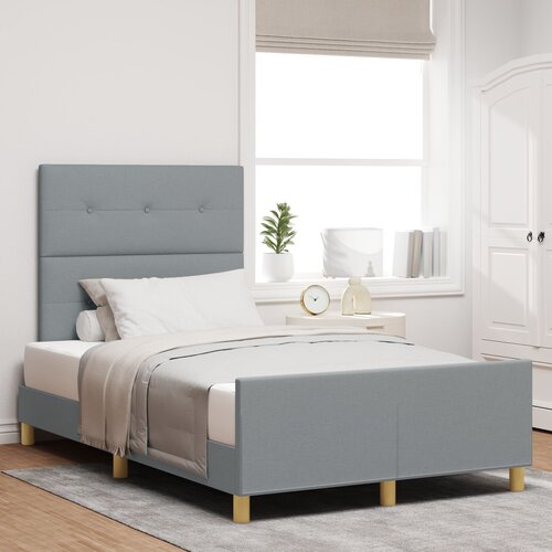 VidaXL Krevetna konstrukcija Svijetlosiva 120x200 cm Tkanina Slike