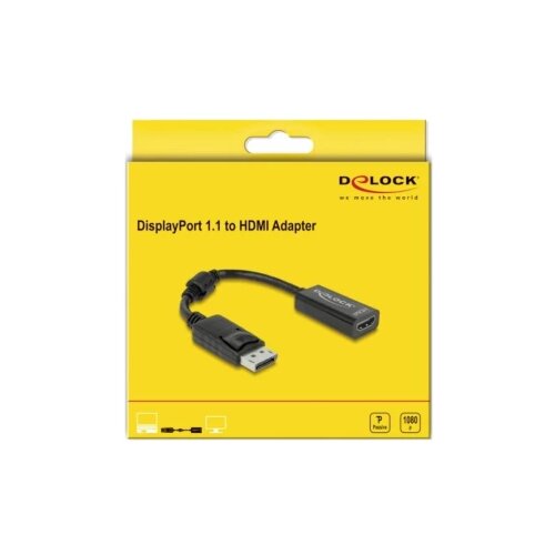Delock 61849 DisplayPort / HDMI adapter [1x muški konektor DisplayPort - 1x ženski konektor HDMI] crna s feritnom jezgro Cijene