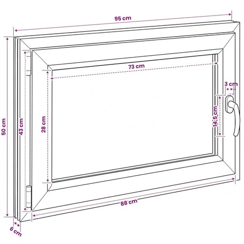  Unutarnja boja prozora u podrumu bijela RISOR 95 x 50 cm - Bijela 95 x 50 cm (Dvostruki sloj) Nagibanje i okretanje lijevo Slike