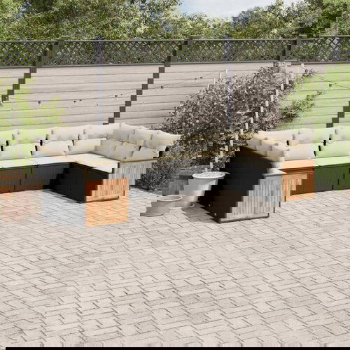 VidaXL 10-dijelni set vrtnih sofa s jastucima crni od poliratana Slike