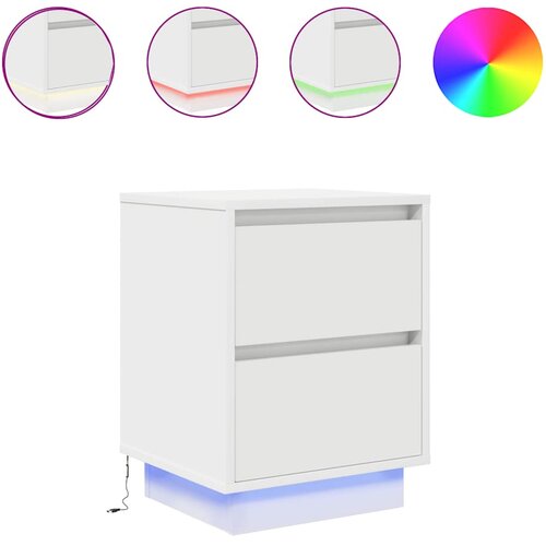 Maison Chic Dvo delni komplet Nočne omarice - Nočne mize z LED lučmi Bela 38x34x50 cm, (21687012) Slike