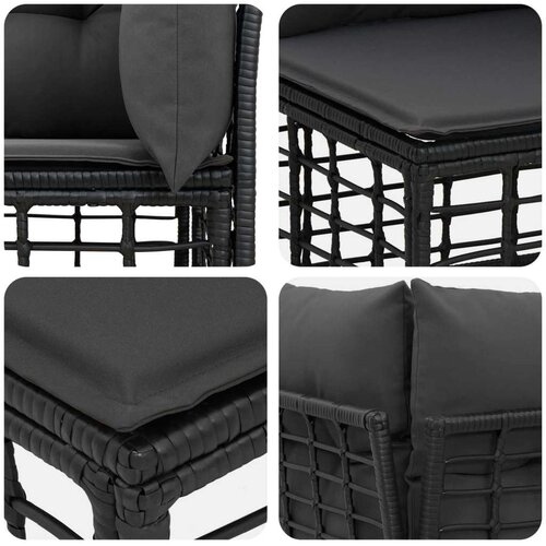  Set vanjskih sofa Crna i tamno siva Poliester - Crna i tamno siva bez stola Slike
