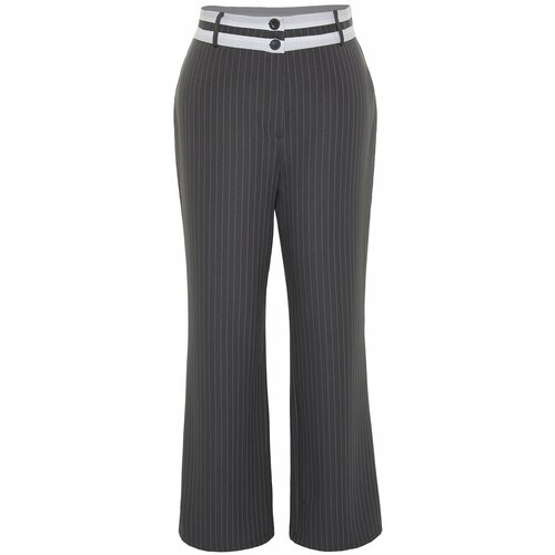 Trendyol Curve Plus Size Pants - Gray - Wide leg Cene