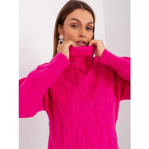 Fashion Hunters Women&amp;#039;s fuchsia turtleneck sweater Slike