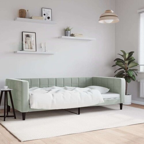 VidaXL Dnevni krevet svjetlosivi 100 x 200 cm bar&amp;scaron;unasti Slike