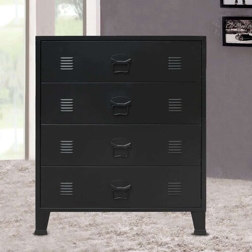 vidaXL Predalnik kovinski industrijski stil 78x40x93 cm črn Cene
