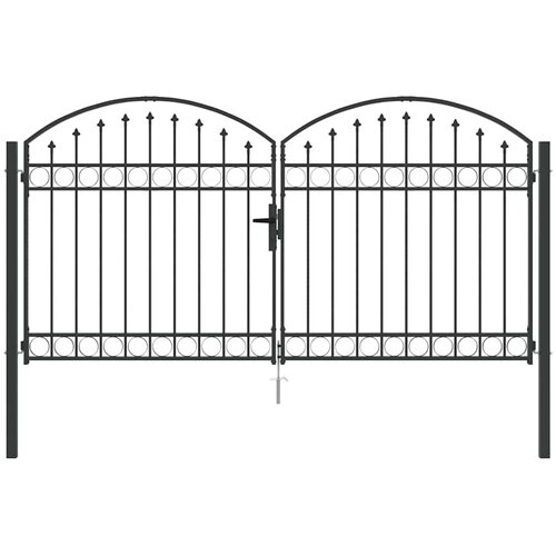  Ogradna vrata ASSEN 301 x 200 cm Čelik Siva Može se zaključati Slike