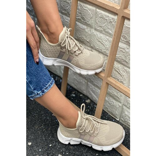 İnan Ayakkabı Women's Beige Knitwear Sneakers Slike
