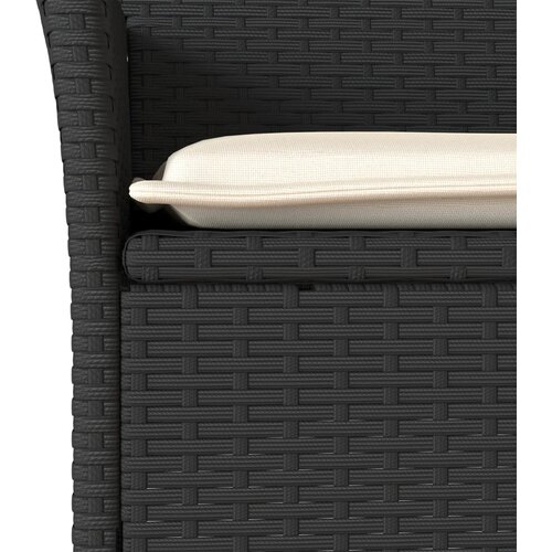  5-dijelni vrtni blagovaonski set s jastucima poliratan i staklo Crna 150 x 90 x 75 cm Slike