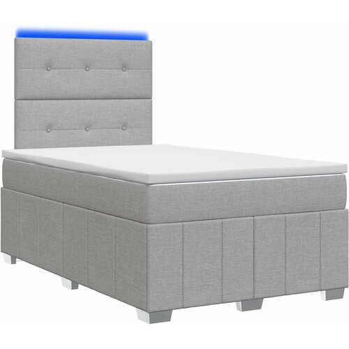  LED okvir za krevet s madracem Svjetlosiva 120 x 190 cm Tkanina Slike