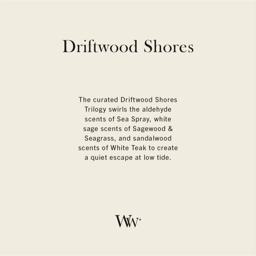 WoodWick Trilogy Driftwood Shores di&amp;scaron;eča sveča z lesenim stenjem 275 g Slike