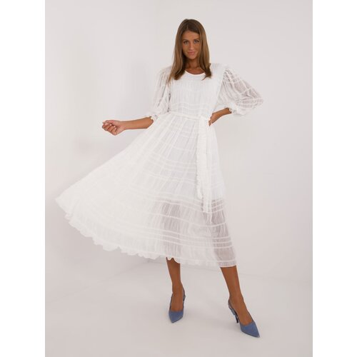 Fashion Hunters White flared cocktail dress with 3/4 sleeves Slike