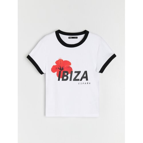 Sinsay Pamučna majica s natpisom Ibiza Slike