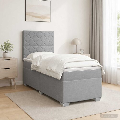  Boxspring krevet s madracem Svjetlosiva 100 x 200 cm Tkanina Cene