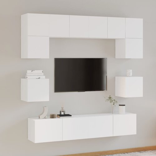 The Living Store Komplet TV omaric 8-delni bel konstruiran les - Komplet TV Omaric, (21374796) Cene