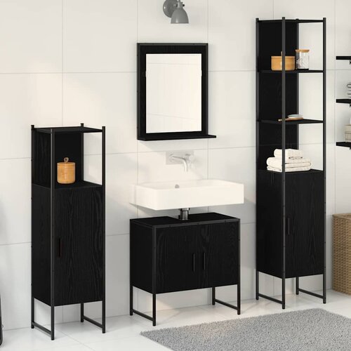  Set namje&scaron;taja za kupaonicu 4 pcs Crna Konstruirano drvo Cene