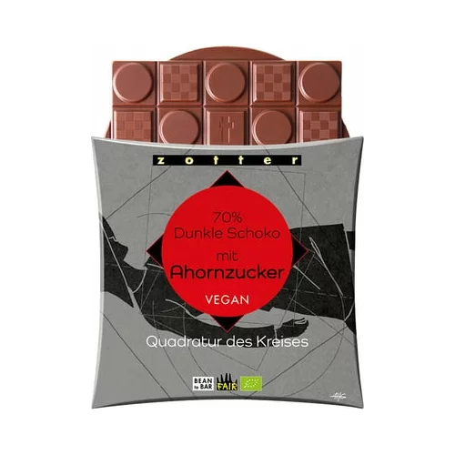 Zotter Schokoladen Bio Quadratur des Kreises s 70% temno čokolado z javorjevim sladkorjem