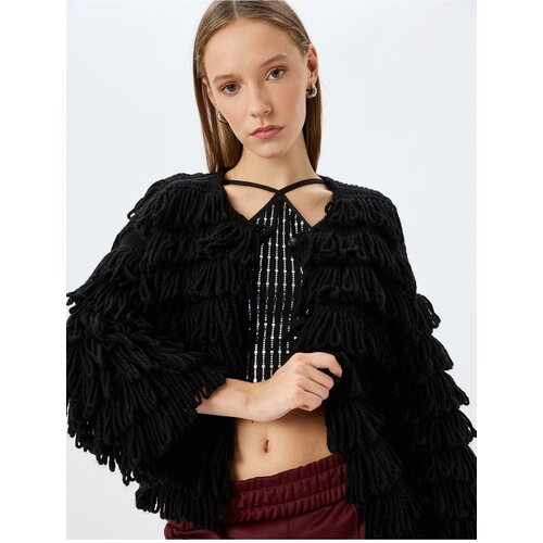 Koton X Inji - Crop Tassel Textured Button Detailed Cardigan Slike