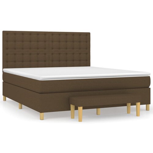 VidaXL Krevet s oprugama i madracem tamnosmeđi 160x200 cm tkanina Slike