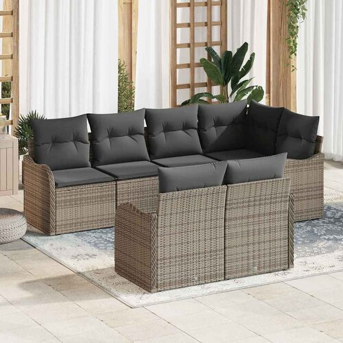  Sjedeća garnitura za vrt 7 kom. Siva Poli ratan 232.5 x 122.5 x 85 cm Slike