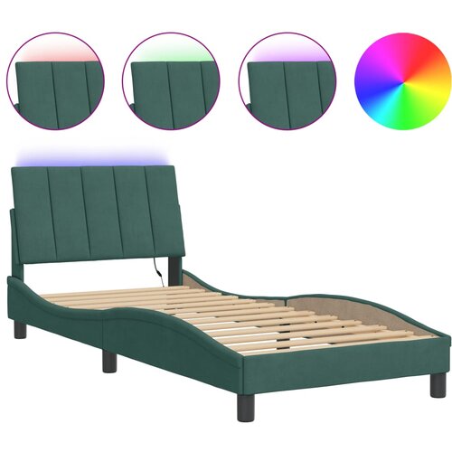 VidaXL Posteljni okvir z LED lučkami temno zelen 80x200 cm žamet, (21081515) Slike