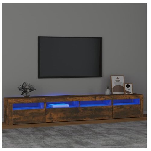  ormarić s LED svjetlima boja dimljenog hrasta 240x35x40 cm Cene