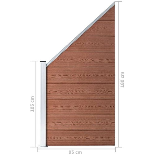 VidaXL Panel za ogradu WPC 95 x (105 - 180) cm smeđi Slike