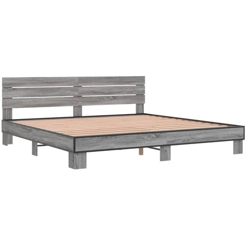 VidaXL Posteljni okvir siva sonoma 200x200 cm inž. les in kovina, (21151998) Slike