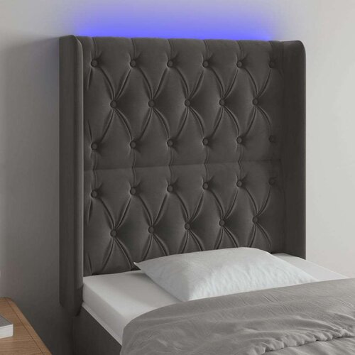  Posteljno vzglavje temno sivo 83x16x118/128 cm žamet, (20793596) Slike