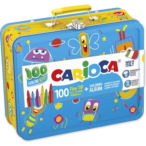 Metal Case Felt Tips & Coloring Album - Modra Cene