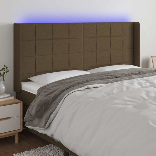  LED uzglavlje tamnosmeđe 163x16x118/128 cm od tkanine Cijene