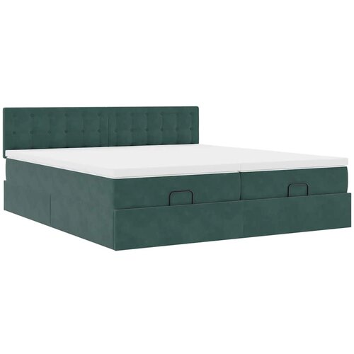 VidaXL Otomanski posteljni okvir z vzmetnicami zelen 200x200cm žamet, (21607264) Slike