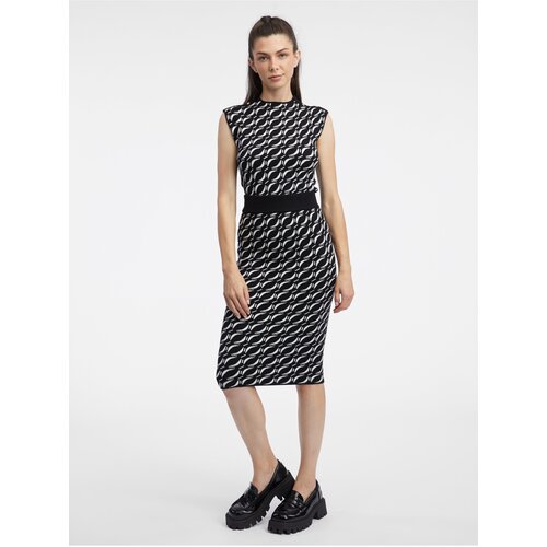 Orsay Women's White and Black Patterned Sweater Skirt - Women's Cene