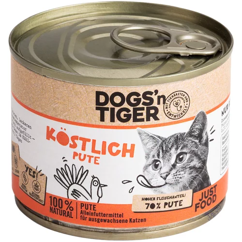 Dogs'n Tiger Ekonomično pakiranje Adult Cat 12 x 200 g – Ukusna puretina