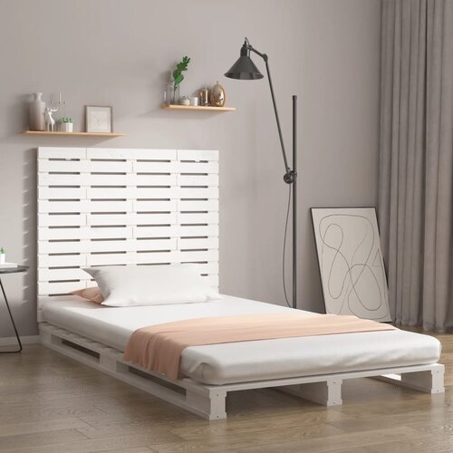 VidaXL Zidno uzglavlje bijelo 146x3x91,5 cm od masivne borovine Slike