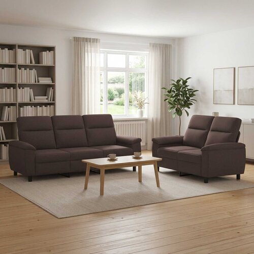  Set sofe 2 pcs Tamno smeđa Tkanina Slike