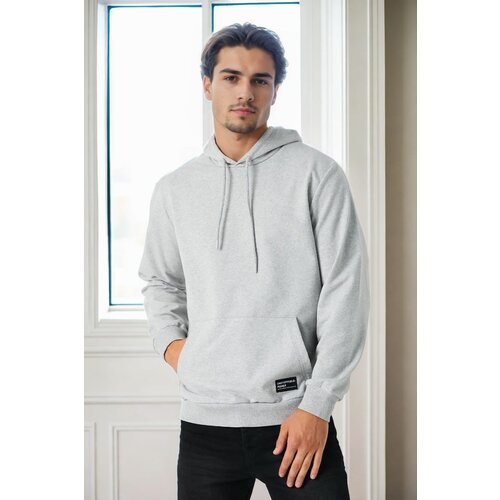 Dewberry 12612 Hooded Kangaroo Pocket Mens Sweatshirt-GREY Slike