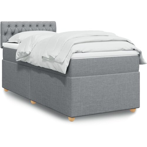 VidaXL Krevet s oprugama i madracem svjetlosivi 100x200 cm od tkanine Slike