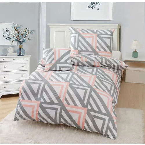 My House Rožnata/siva enojna 3-delna posteljnina iz mikrosatena 140x200 cm Harper –